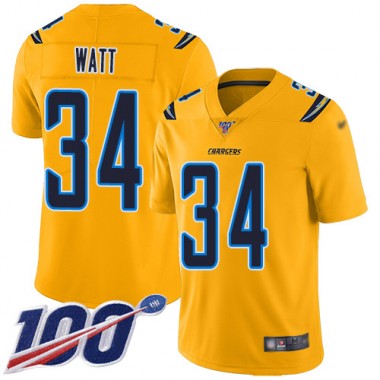 Los Angeles Chargers NFL Football Derek Watt Gold Jersey Youth Limited #34 100th Season Inverted Legend->youth nfl jersey->Youth Jersey